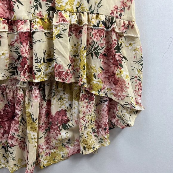 Umgee Dress Off Shoulder Womens size 1XL floral Cinched Ruffled High Low Chiffon - Picture 5 of 9